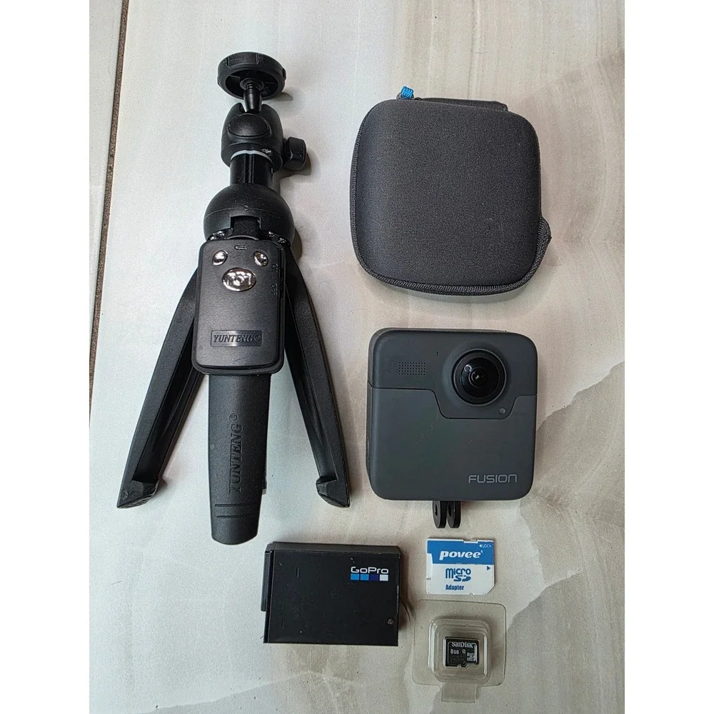 GoPro Fusion 360 Waterproof Action Camera Bundle with Tripod Case 8GB SD Card W3